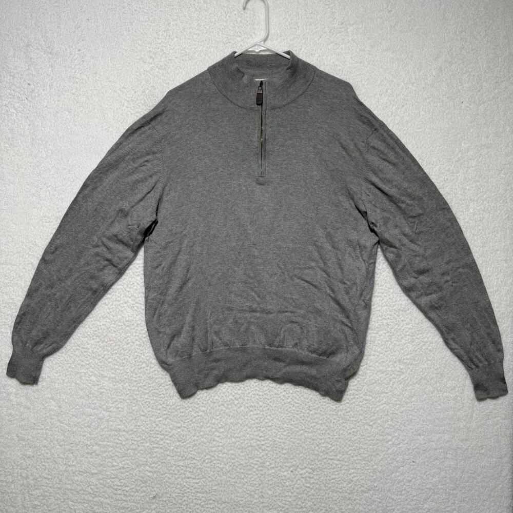 Orvis Mens Gray Cashmere Silk Cotton Blend Business Casual Golf Sweater Size L